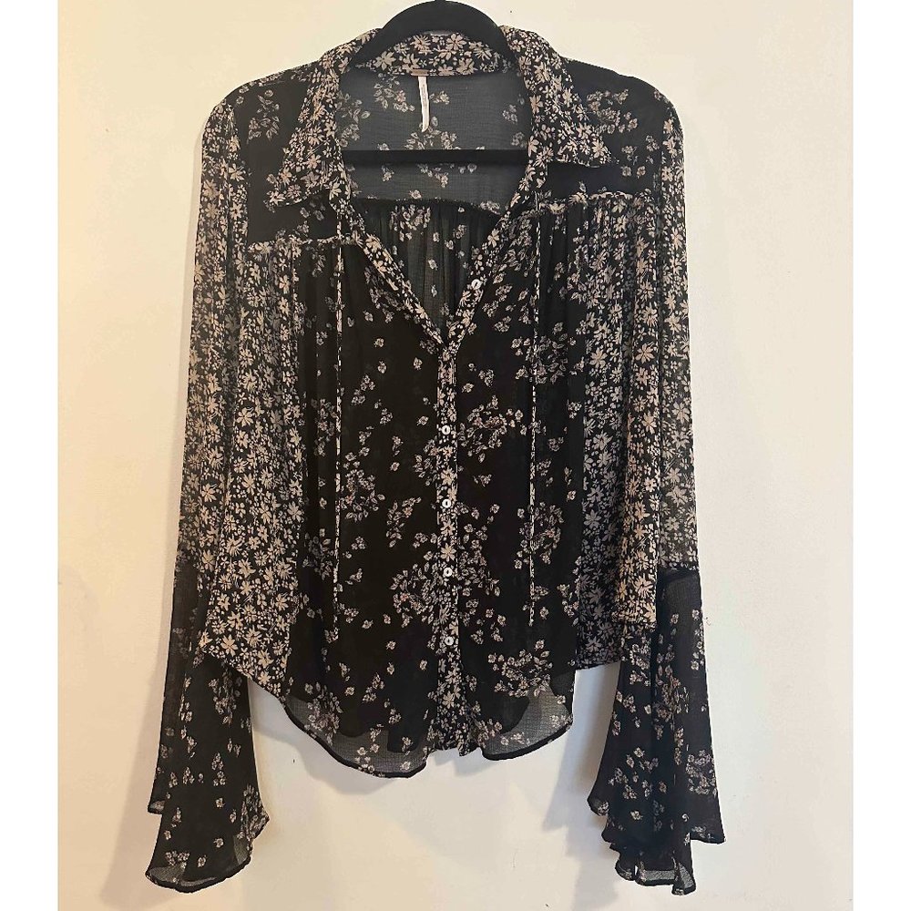 FREE PEOPLE MIXED PRINT BLOUSE